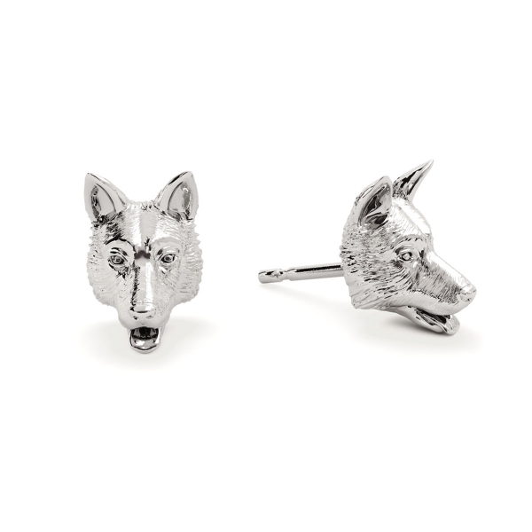 German Shepard Silver Stud Earrings